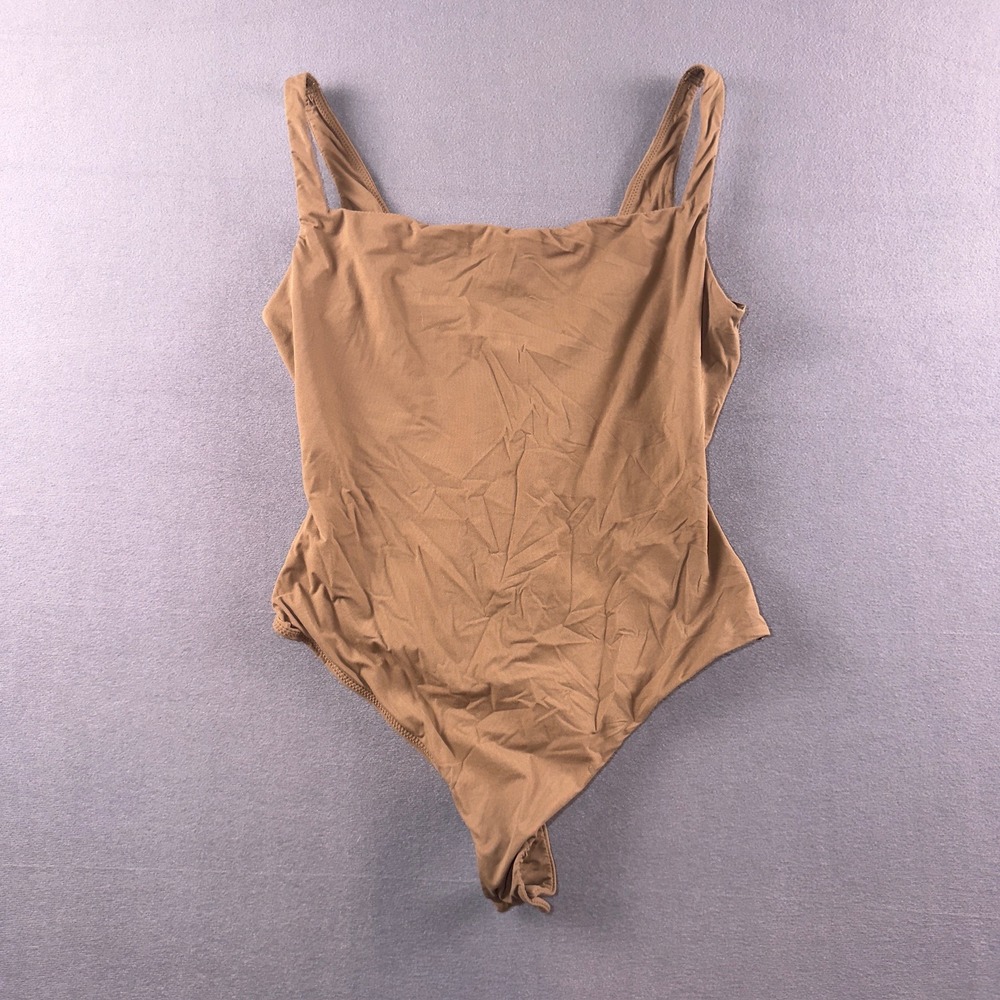 SKIMS Fits Everybody Square Neck Bodysuit Tan Ochre Size L RN 158973